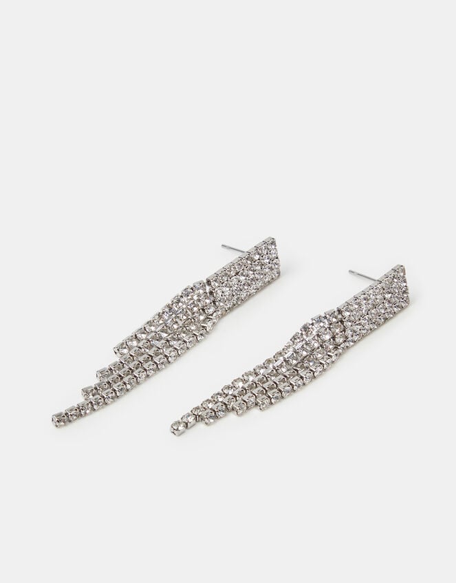 Cascading Crystal Drop Earrings, Silver (SILVER), large