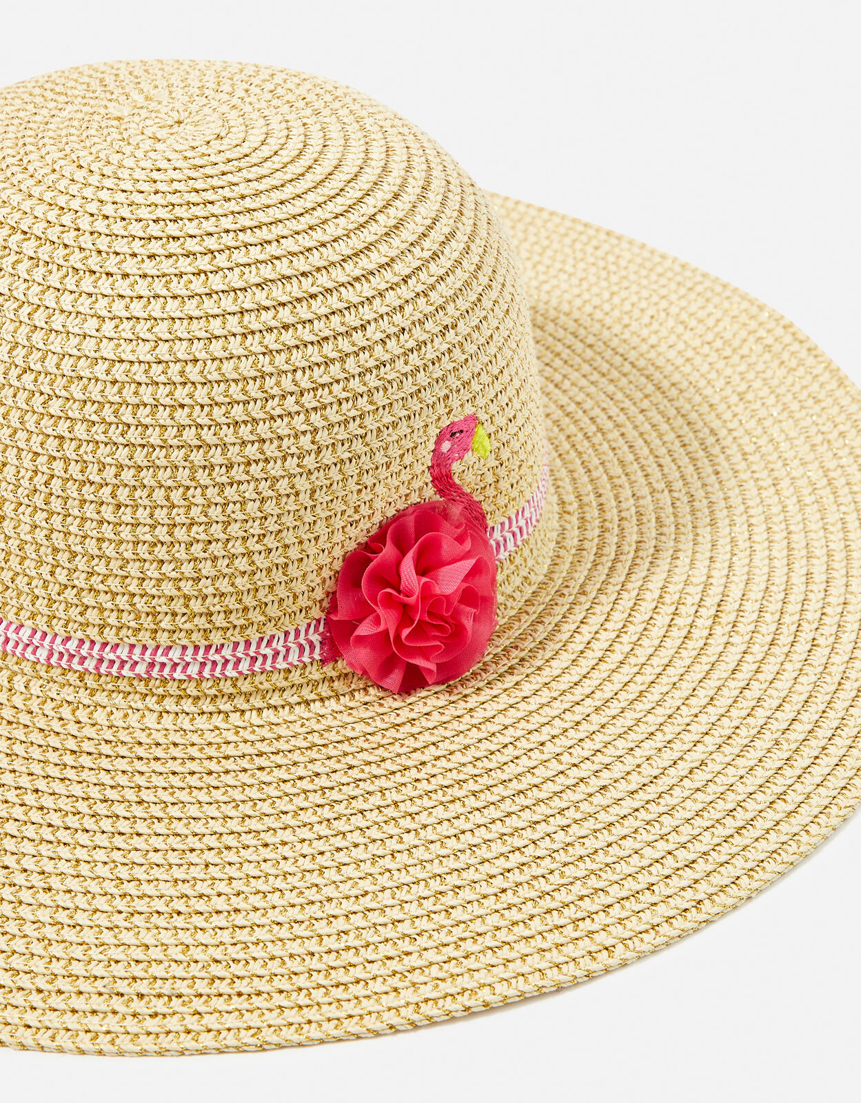 Girls Flamingo Floppy Hat Natural
