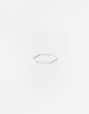 Sterling Silver Hexagon Band Ring, Silver (ST SILVER), large