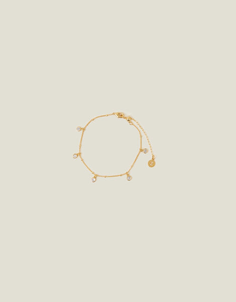14ct Gold-Plated Crystal Station Bracelet, , large