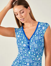 Retro Tiles Swimsuit , Blue (BLUE), large
