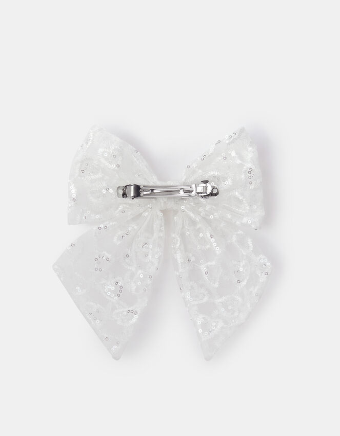Girls Sequin Mesh Bow Barrette Hair Clip, , large