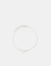Sterling Silver Sparkle Initial Bracelet, Silver (ST SILVER), large