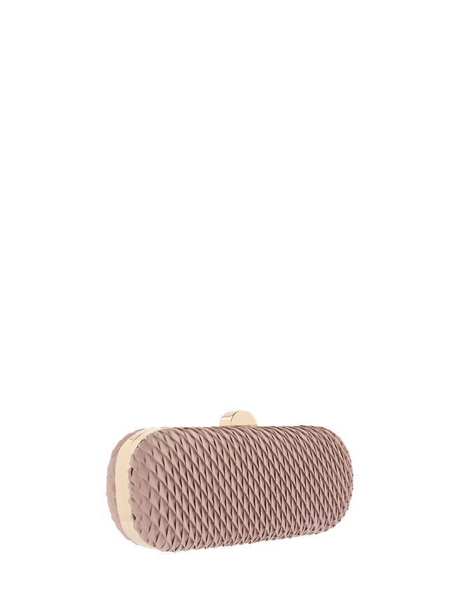 Bella Pleated Hardcase Clutch Bag, Mink (MINK), large