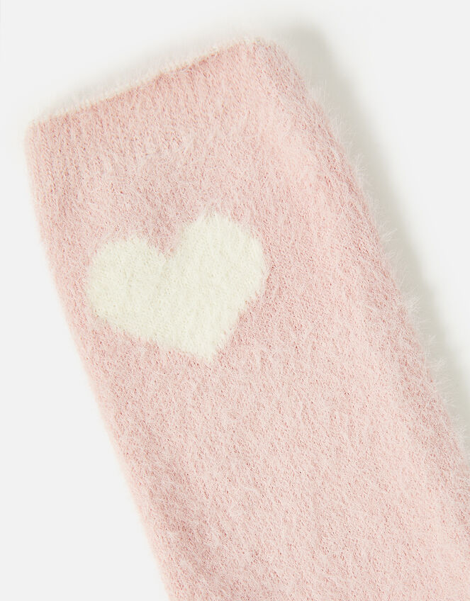 Heart Detail Fluffy Socks, Pink (PINK), large