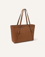 Artisanal Strap Detail Tote Bag, Tan (TAN), large