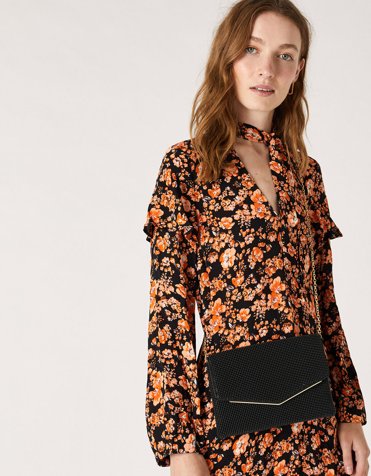 Black clutch bag embellished clearance