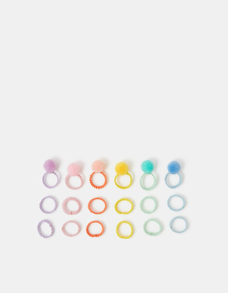 18-Pack Girls Pom-Pom Hair Bands Set, , large