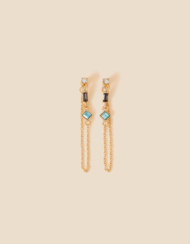 Mixed Gem Ear Chain Earrings, , large