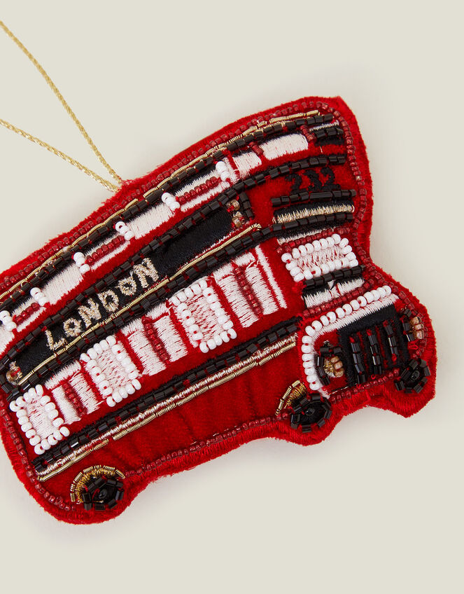 Embroidered London Bus Christmas Tree Decoration, , large