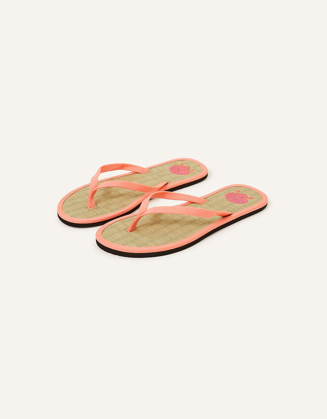 Shell Embroidered Seagrass Flip Flops Orange | Flip flops | Accessorize UK