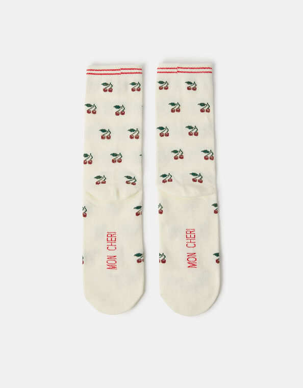 Cherry Print Socks, , large