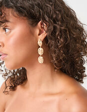 Textured Coin Drop Earrings, , large
