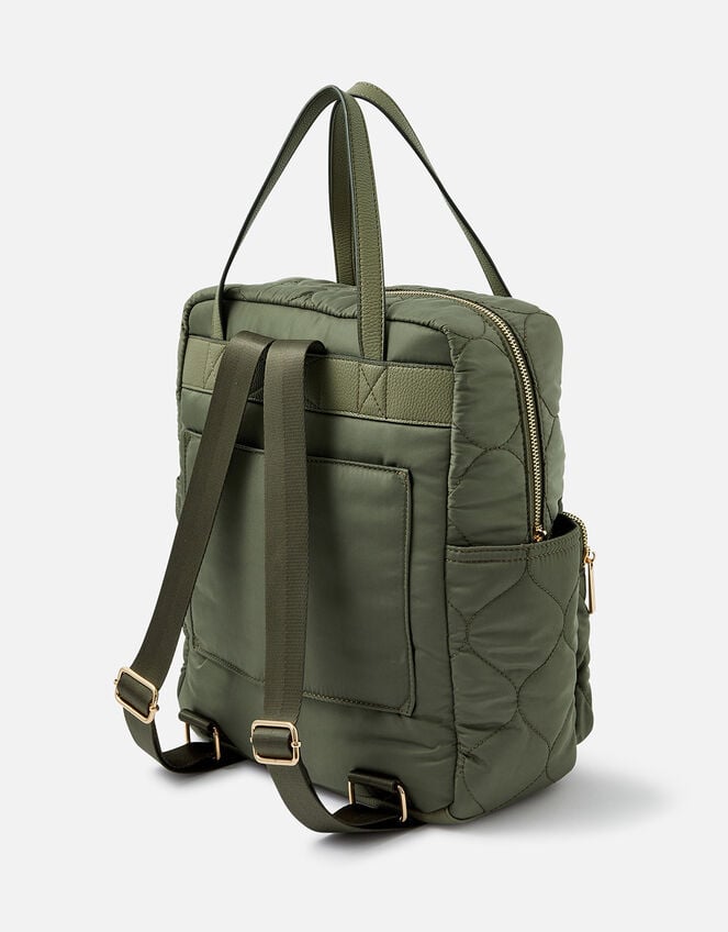 Quilted Backpack with Recycled polyester, Green (KHAKI), large