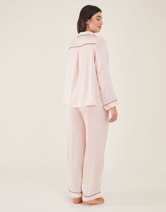 Stripe Jacquard Long Pyjama Set, Pink (PINK), large