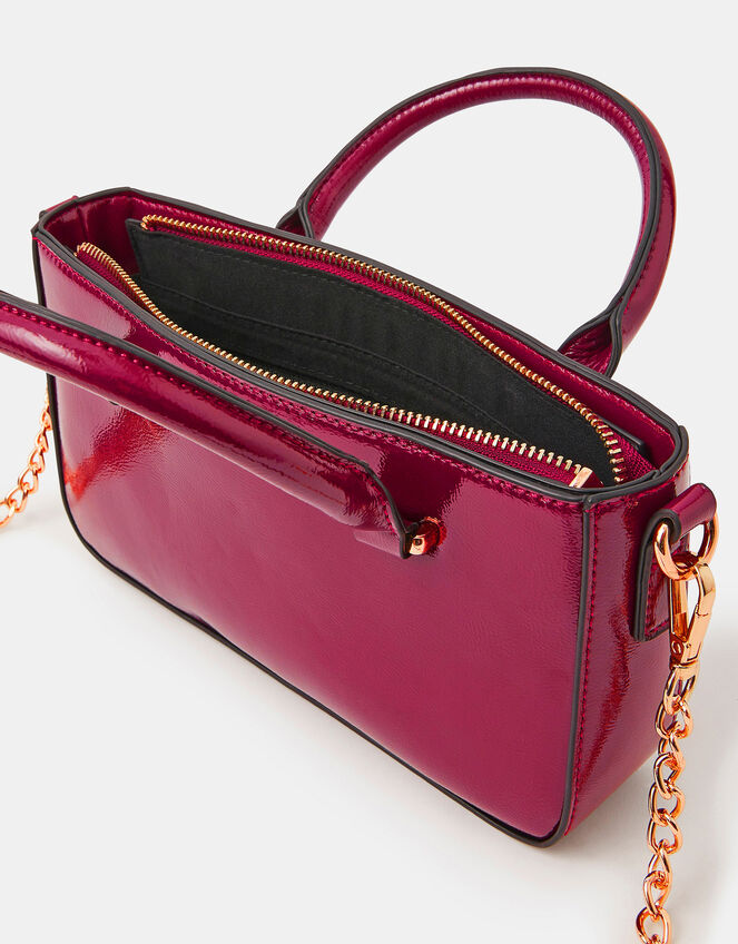 Patent Crossbody Handbag, Red (BURGUNDY), large