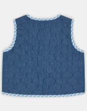 Cherry Gingham Quilted Waistcoat, Blue (NAVY), large