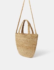 Floral Shell Raffia Handheld Bag, , large