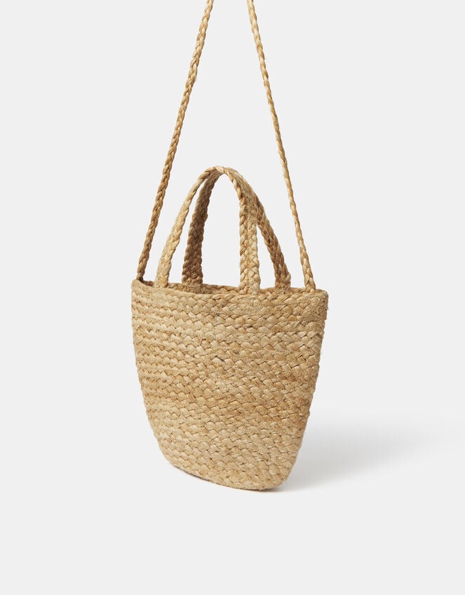 Floral Shell Raffia Handheld Bag, , large