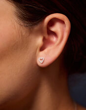 Sterling Silver Heart Flatback Stud, , large