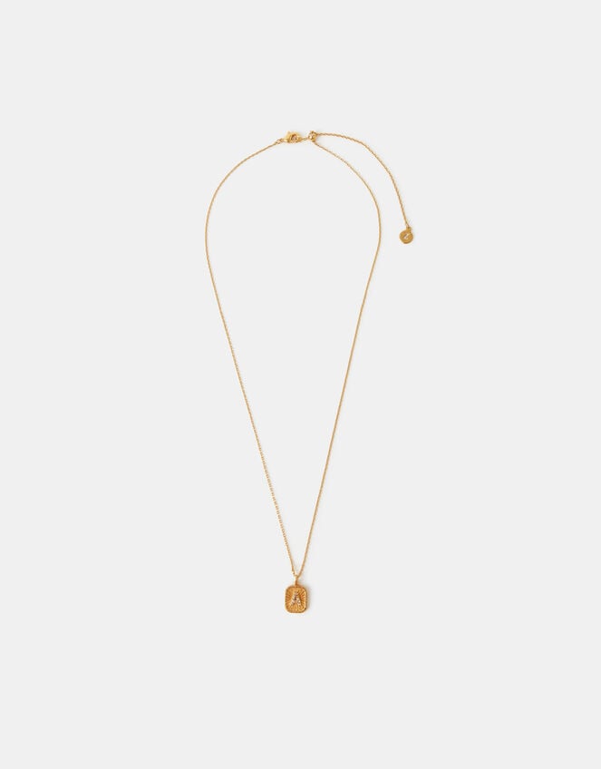14ct Gold-Plated Initial Tag Pendant Necklace, Gold (GOLD), large
