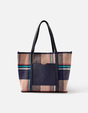 Textile Check Tote Bag, , large