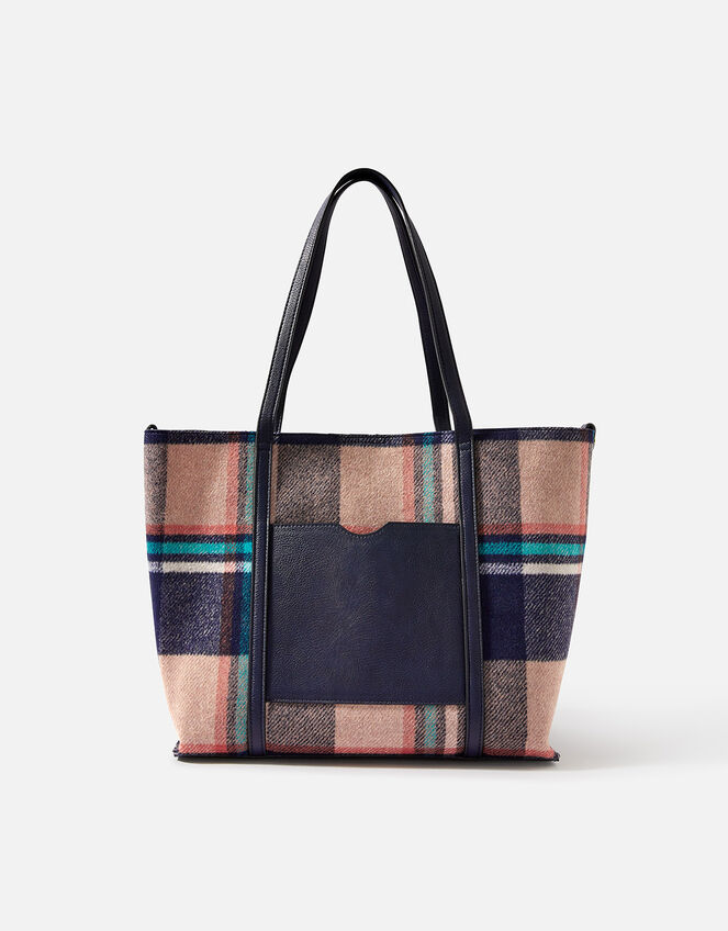 Textile Check Tote Bag, , large