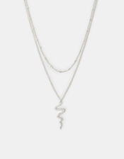 Sterling Silver-Plated Snake Layered Necklace, , large