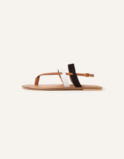 Mono Stripe Strappy Sandals, Black (BLACK), large