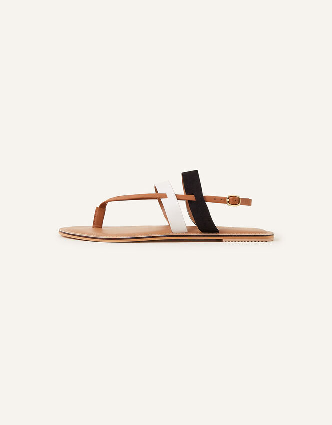 Mono Stripe Strappy Sandals, Black (BLACK), large