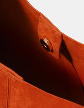 Slouchy Knot Leather Shoulder Bag, Orange (ORANGE), large