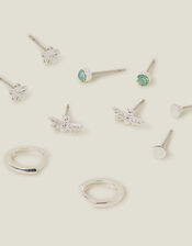 5-Pack Sterling Silver-Plated Bee Stud and Hoop Earrings, , large