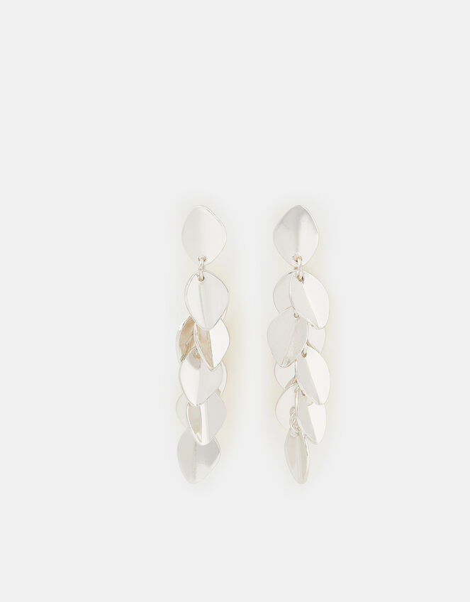 Leaf Drop Earrings, Silver (SILVER), large