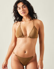 Shimmer Halter Neck Bikini Top, Gold (GOLD), large
