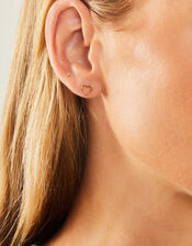 14ct Gold-Plated Stainless Steel Heart Stud Earrings, , large