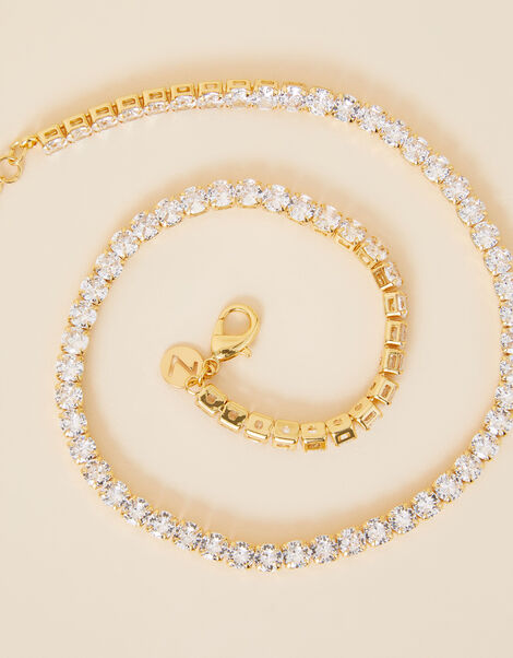 Gold-Plated Sparkle Tennis Necklace, , large