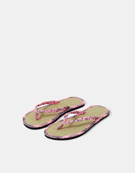 Paisley Print Braided Seagrass Flip Flops, Pink (PINK), large