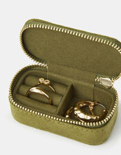 Mini Faux Suede Initial Jewellery Box, Green (OLIVE), large