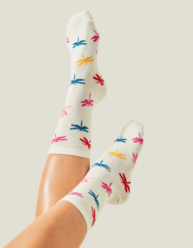Dragonfly Print Socks, , large