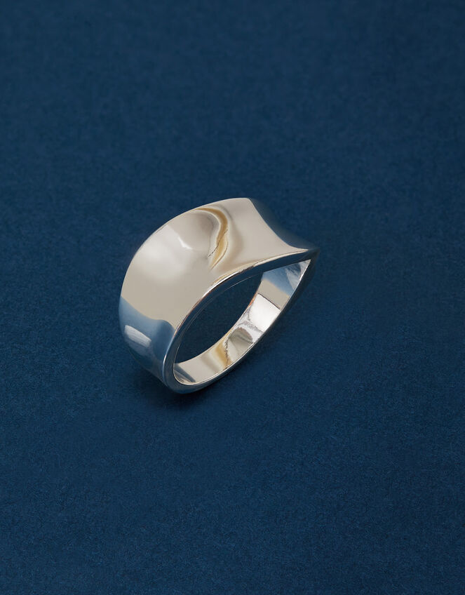 Sterling Silver-Plated Chunky Wave Ring, Silver (ST SILVER), large