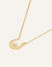 14ct Gold-Plated Arabic Initial Pendant Necklace - N (Noon), , large