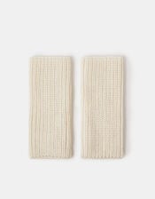 Ribbed Cut Off Gloves, Natural (NATURAL), large