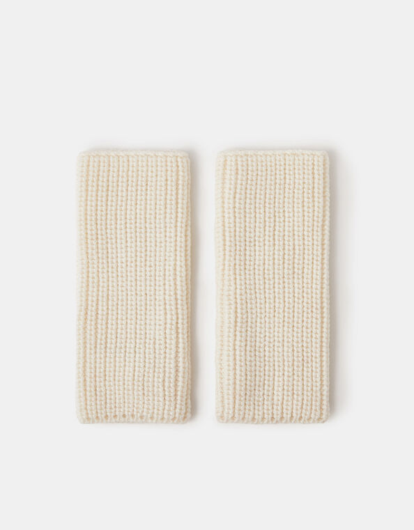 Ribbed Cut Off Gloves, Natural (NATURAL), large
