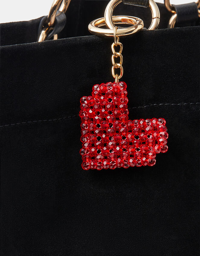 Beaded Heart Bag Charm, , large