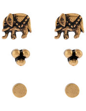 Antique Elephant Stud Earring Set, , large