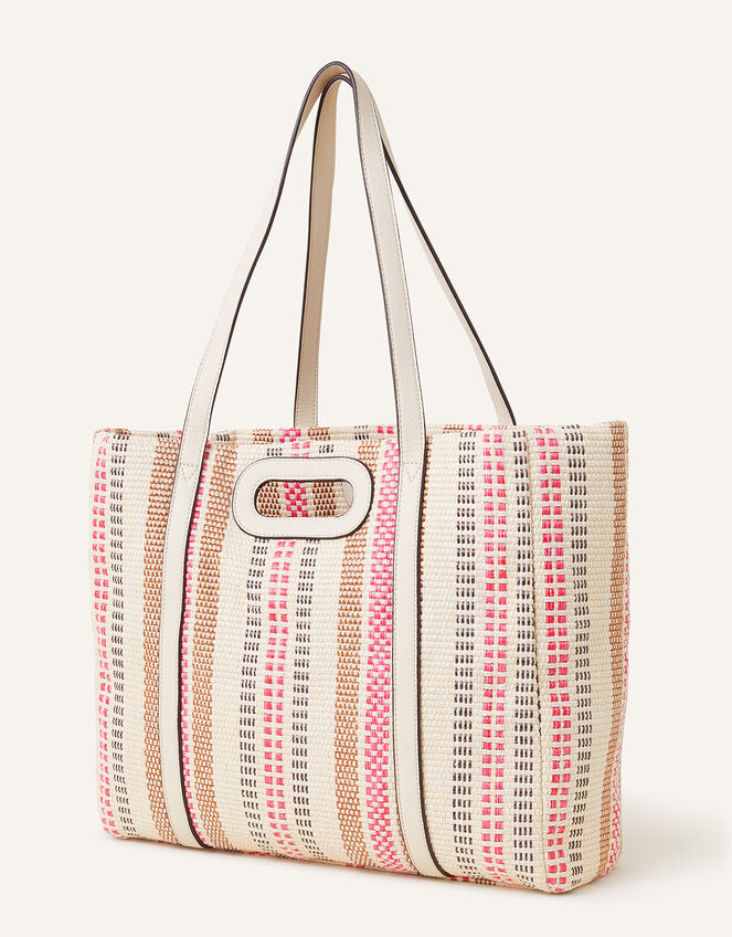 Woven Stripe Shopper Bag, , large