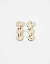 Gold-Plated Oval Chain Drop Earrings, , large