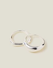 2-Pack Sterling Silver-Plated Molten Rings, Silver (ST SILVER), large
