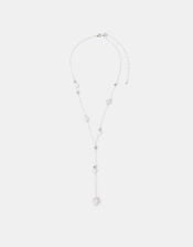 Sterling Silver-Plated Blue Quartz Lariat Necklace, , large