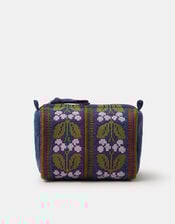 Floral Tapestry Denim Make Up Bag, , large